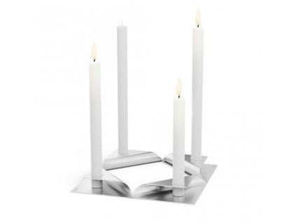 Dinner candle holder SQUARE CANDLE, set of 4 pcs, stainless steel, Höfats