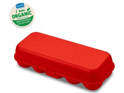 Egg storage container EGGS TO GO 28 cm, for 10 eggs, organic red, Koziol