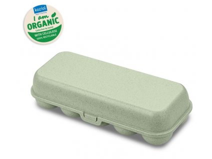 Egg storage container EGGS TO GO 28 cm, for 10 eggs, organic green, Koziol