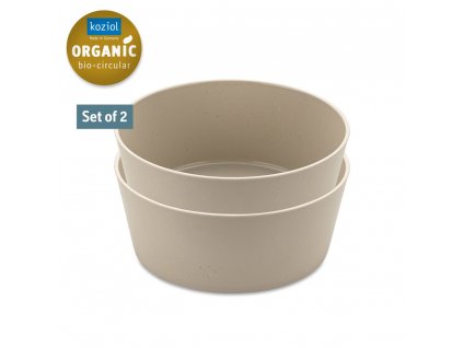Plastic bowl CONNECT, set of 2 pcs, 400 ml, natural desert sand, Koziol