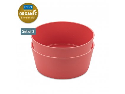 Plastic bowl CONNECT, set of 2 pcs, 400 ml, coral, Koziol