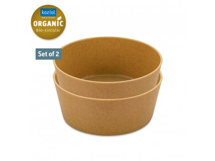 Plastic bowl CONNECT, set of 2 pcs, 400 ml, natural wood colour, Koziol