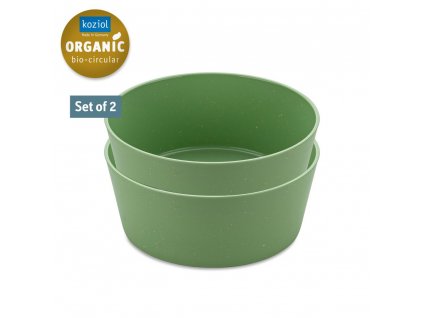 Plastic bowl CONNECT, set of 2 pcs, 400 ml, natural leafy green, Koziol
