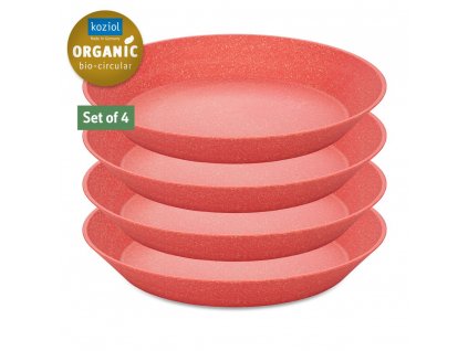 Plastic deep plate CONNECT, set of 4 pcs, 24 cm, coral, Koziol