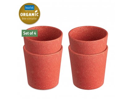 Plastic cup CONNECT, set of 4 pcs, 190 ml, coral, Koziol