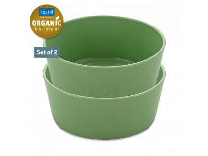 Plastic bowl CONNECT, set of 2 pcs, 890 ml, natural leafy green, Koziol