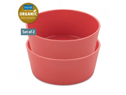 Plastic bowl CONNECT, set of 2 pcs, 890 ml, coral, Koziol