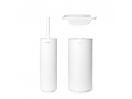 Toilet brush holder MINDSET in a set, 3 pcs, wall-mounted, mineral white, Brabantia