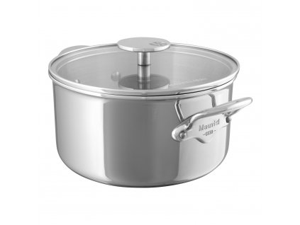 Pot M'COOK 24 cm, with glass lid, stainless steel, Mauviel
