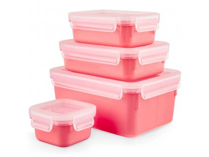 Food storage container MASTER SEAL COLOUR EDITION N1030910, set of 4 pcs, coral red, Tefal