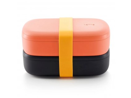 Lunch box TO GO 2 x 500 ml, double, coral/black, Lékué