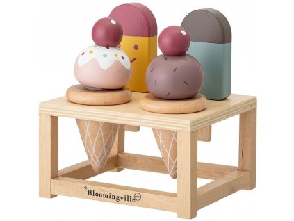 Ice cream play set HASHAM, 5 pcs, red, wood, Bloomingville