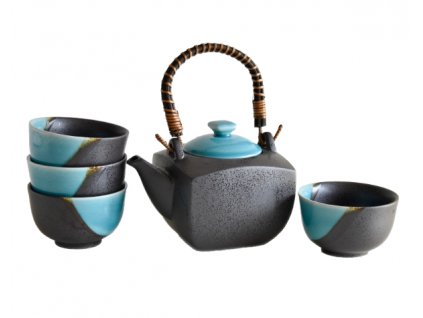 Tea set METALLIC BLUE, 5 pcs, MIJ