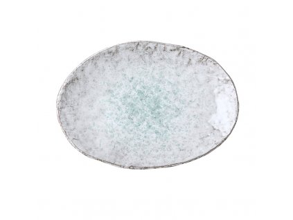 Dessert plate AQUA SPLASH 24 x 17 cm, irregular shape, blue, stoneware, MIJ