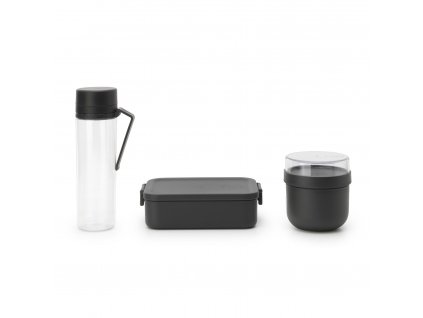 Lunch box, lunch jar and water bottle in a set MAKE & TAKE dark grey, Brabantia