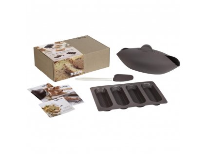 Bread and baguette baking set, 3 pcs, brown, Lékué