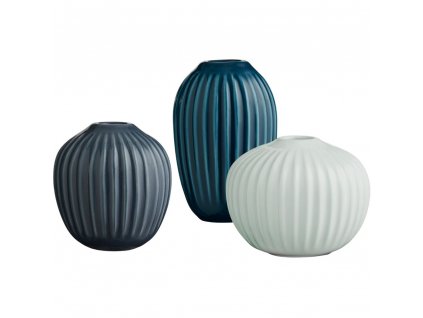Mini vase HAMMERSHOI, set of 3 pcs, green/blue/indigo, Kähler