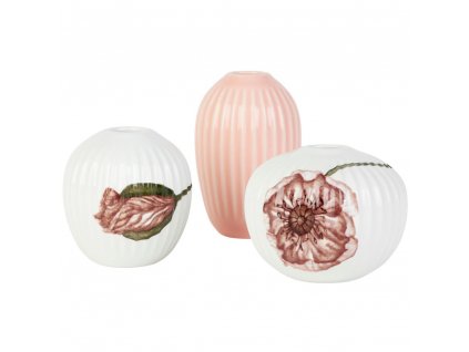 Mini vase HAMMERSHOI POPPY set of 3 pcs, nude/white, Kähler