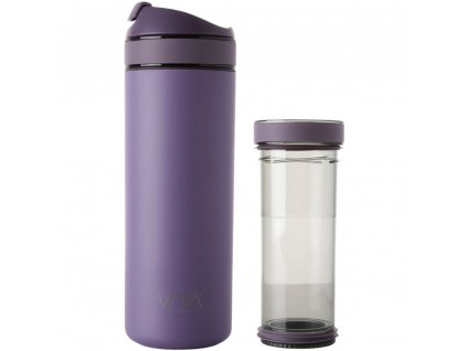 Travel mug RECHARGE ANYTIME 460 ml, with tea infuser, grape, Viva Scandinavia