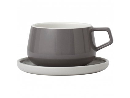 Tea cup with saucer ELLA CLASSIC, 250 ml, grey, Viva Scandinavia
