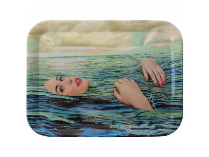 Serving tray TOILETPAPER SEA GIRL 32 x 43,5 cm, blue, Seletti