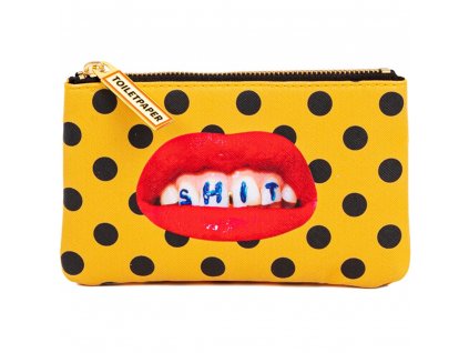 Cosmetic pouch TOILETPAPER SHIT 15,5 x 9,5 cm, orange, Seletti