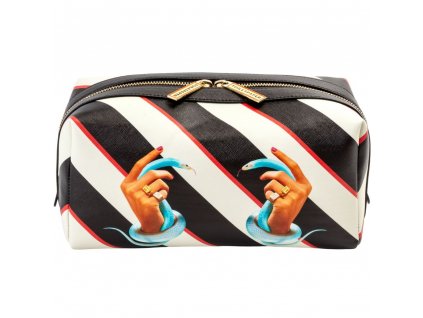 Cosmetic bag TOILETPAPER HAND WITH SNAKES 25,5 x 12 cm, striped, Seletti