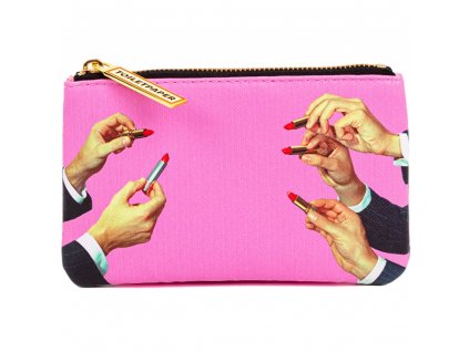 Cosmetic pouch TOILETPAPER LIPSTICKS 15,5 x 9,5 cm, pink, Seletti