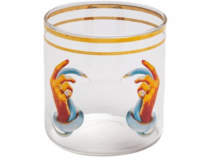 Water glass TOILETPAPER HANDS WITH SNAKES 8,5 cm, Seletti