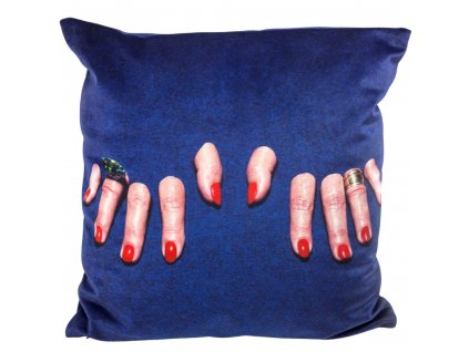 Cushion TOILETPAPER FINGERS 50 x 50 cm, blue, Seletti