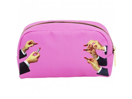 Cosmetic bag TOILETPAPER LIPSTICKS 23 x 13 cm, pink, Seletti