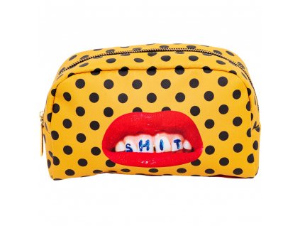 Cosmetic bag TOILETPAPER SHIT 23 x 13 cm, orange, Seletti