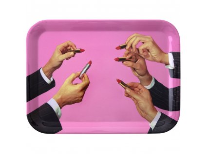 Serving tray TOILETPAPER LIPSTICKS 32 x 43,5 cm, pink, Seletti