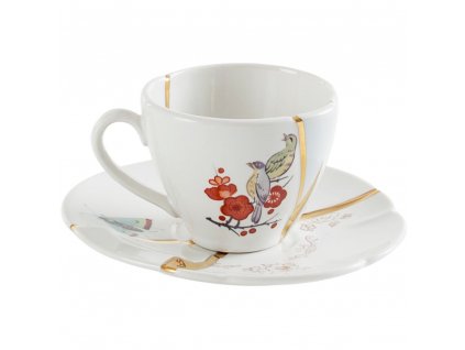 Coffee cup with saucer KINTSUGI 2 white, Seletti