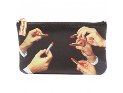 Cosmetic pouch TOILETPAPER LIPSTICKS 15,5 x 9,5 cm, black, Seletti