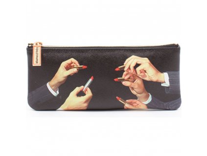 Pencil case TOILETPAPER LIPSTICKS 21 x 9 cm, black, Seletti