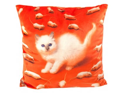 Cushion TOILETPAPER KITTEN 50 x 50 cm, red, Seletti