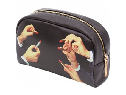 Cosmetic bag TOILETPAPER LIPSTICKS 23 x 13 cm, black, Seletti