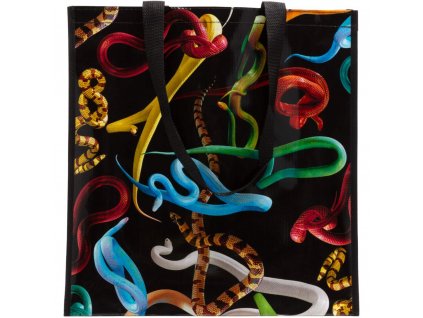 Shopping bag TOILETPAPER SNAKES 42 cm, black, Seletti