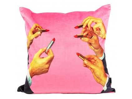 Cushion TOILETPAPER LIPSTICKS 50 x 50 cm, pink, Seletti