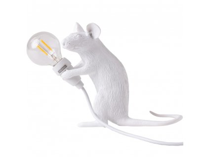 Table lamp MOUSE SITTING 12,5 cm, USB socket, white, Seletti