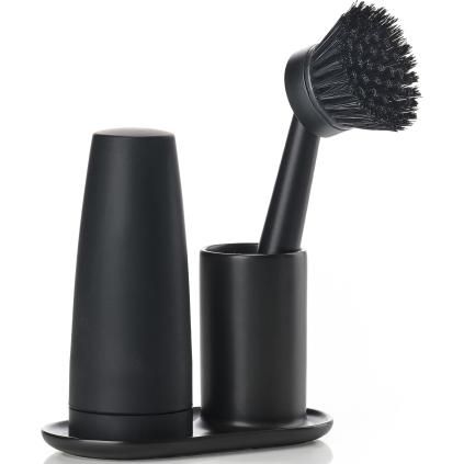 Dishwashing set SINGLES, with silicone dispenser, 4 pcs, black, Zone Denmark