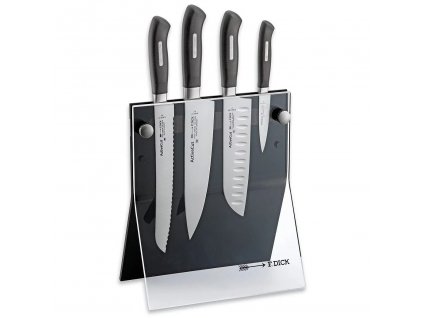 Kitchen knives ACTIVECUT with stand, set of 4, black, stainless steel, F.DICK