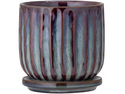 Flowerpot with saucer DRAGO 12 x 12 cm, blue, stoneware, Bloomingville