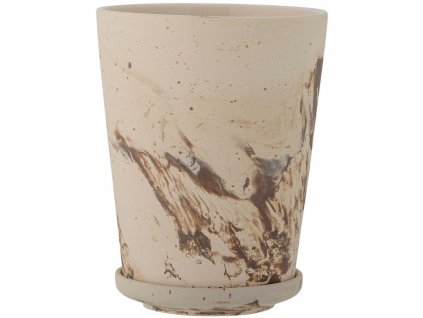 Flowerpot with saucer STACY 12 x 16 cm, brown, stoneware, Bloomingville