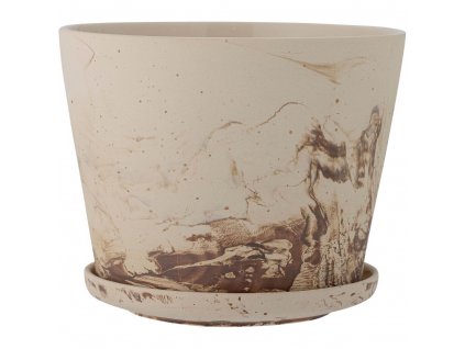 Flowerpot with saucer STACY 21 x 17 cm, brown, stoneware, Bloomingville