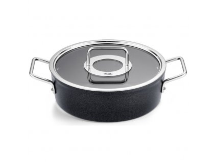 Low casserole pot ADAMANT 24 cm, black, aluminium, Fissler