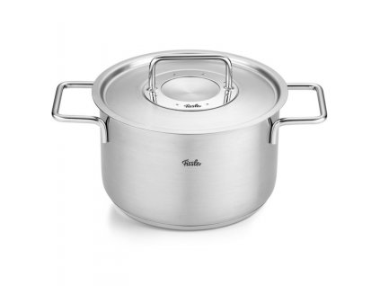 High casserole pot PURE 20 cm, silver, stainless steel, Fissler