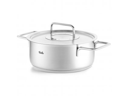 Low casserole pot PURE 24 cm, silver, stainless steel, Fissler