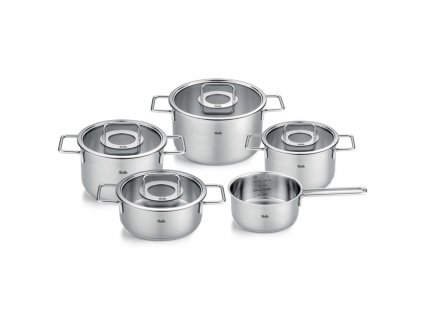 Cookware set PURE, set of 5, silver, stainless steel, Fissler